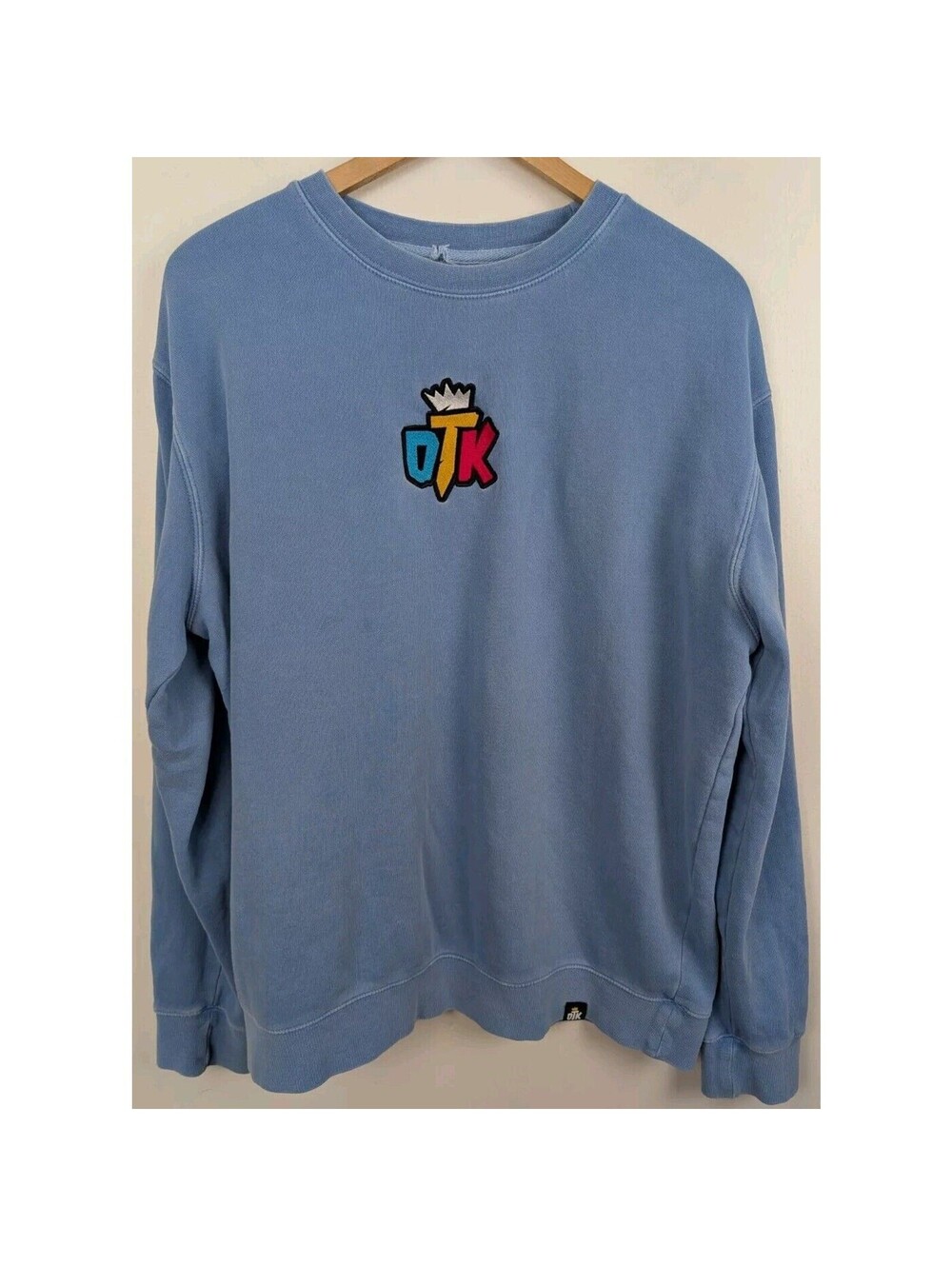 OTK Men's Large L Baby Blue Crew Neck Sweatshirt Embroidered *See Description*